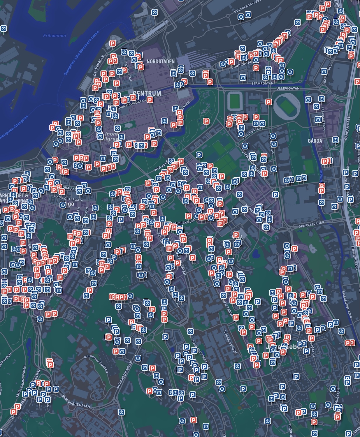 Map of Gothenburg, central