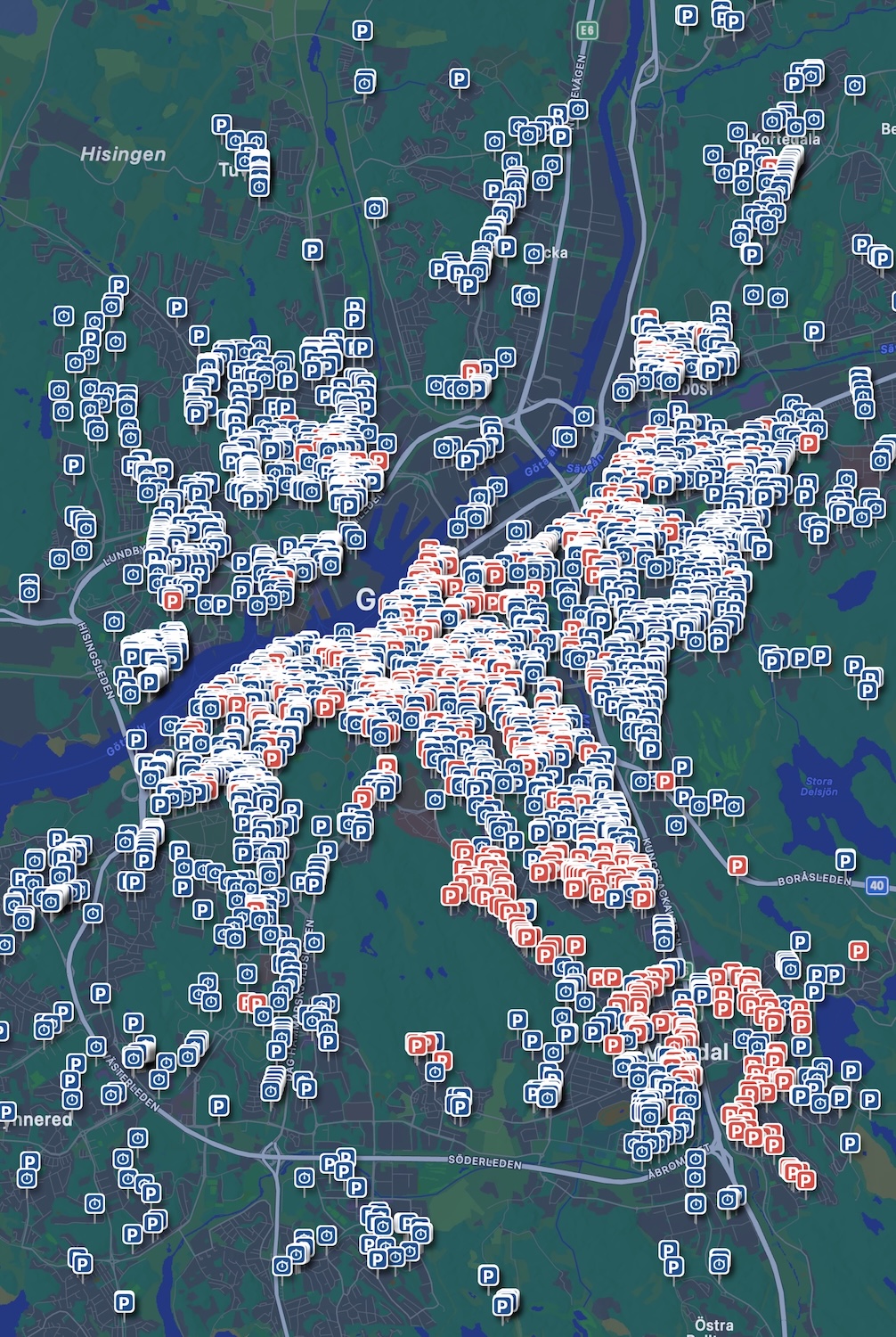 Map of Gothenburg, zoomed-out