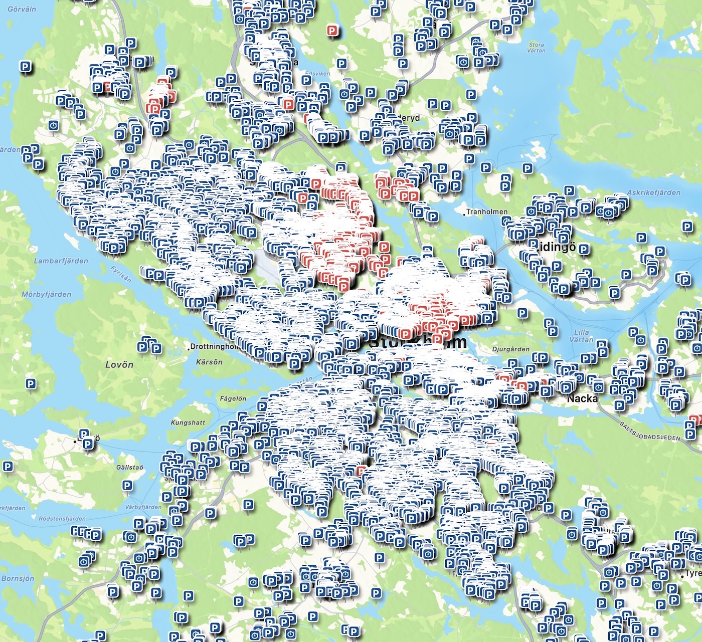 Karta över Stockholm, utzoomad Karta över Stockholm, utzoomad