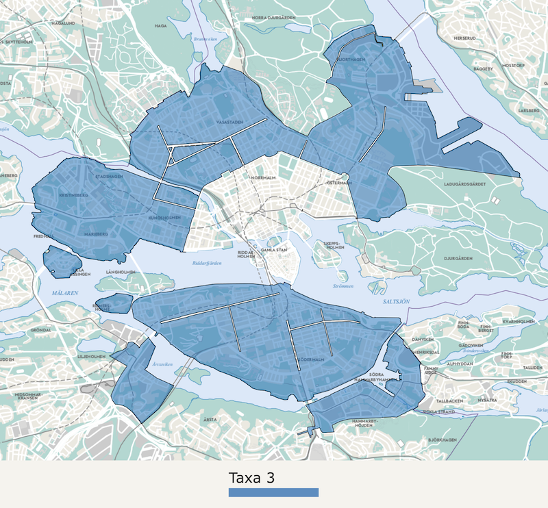 Karta över Taxa 3 i Stockholm Karta över Taxa 3 i Stockholm