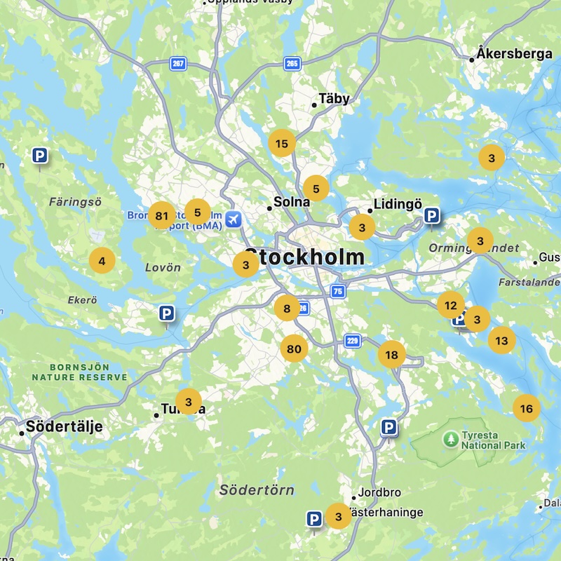Karta över långtidsparkeringar i Stockholm Karta över långtidsparkeringar i Stockholm