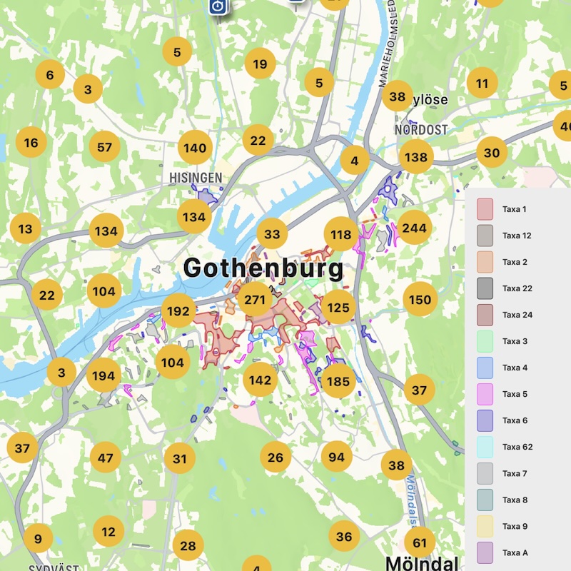 Karta över Göteborg taxa