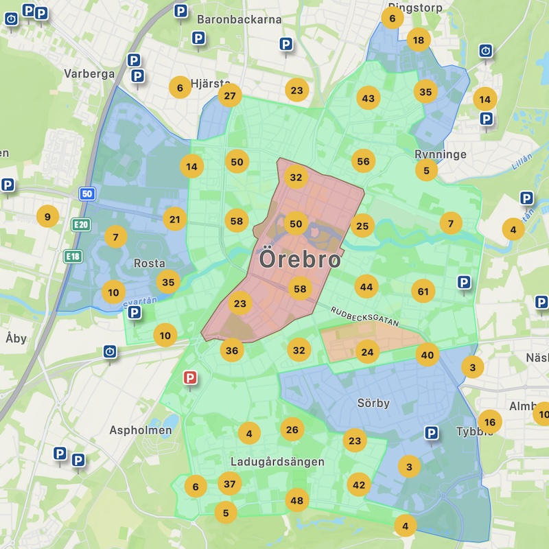 Örebro Parking Map