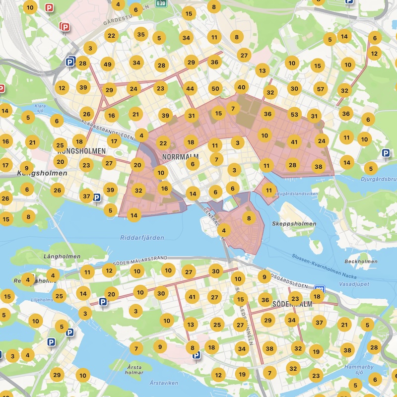 Karta över Taxa 2 i Stockholm